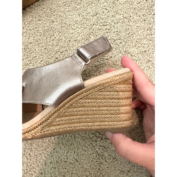 CLARK’S | Lafley Alaine Pewter Gray Leather Espadrille Wedge Sandals | Women’s 6 - Picture 5 of 8